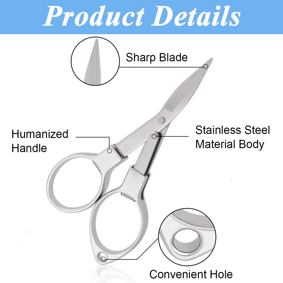 HASTHIP Folding Scissors for Travel and Home Use with Retractable Design | 2pcs Stainless Steel Blades