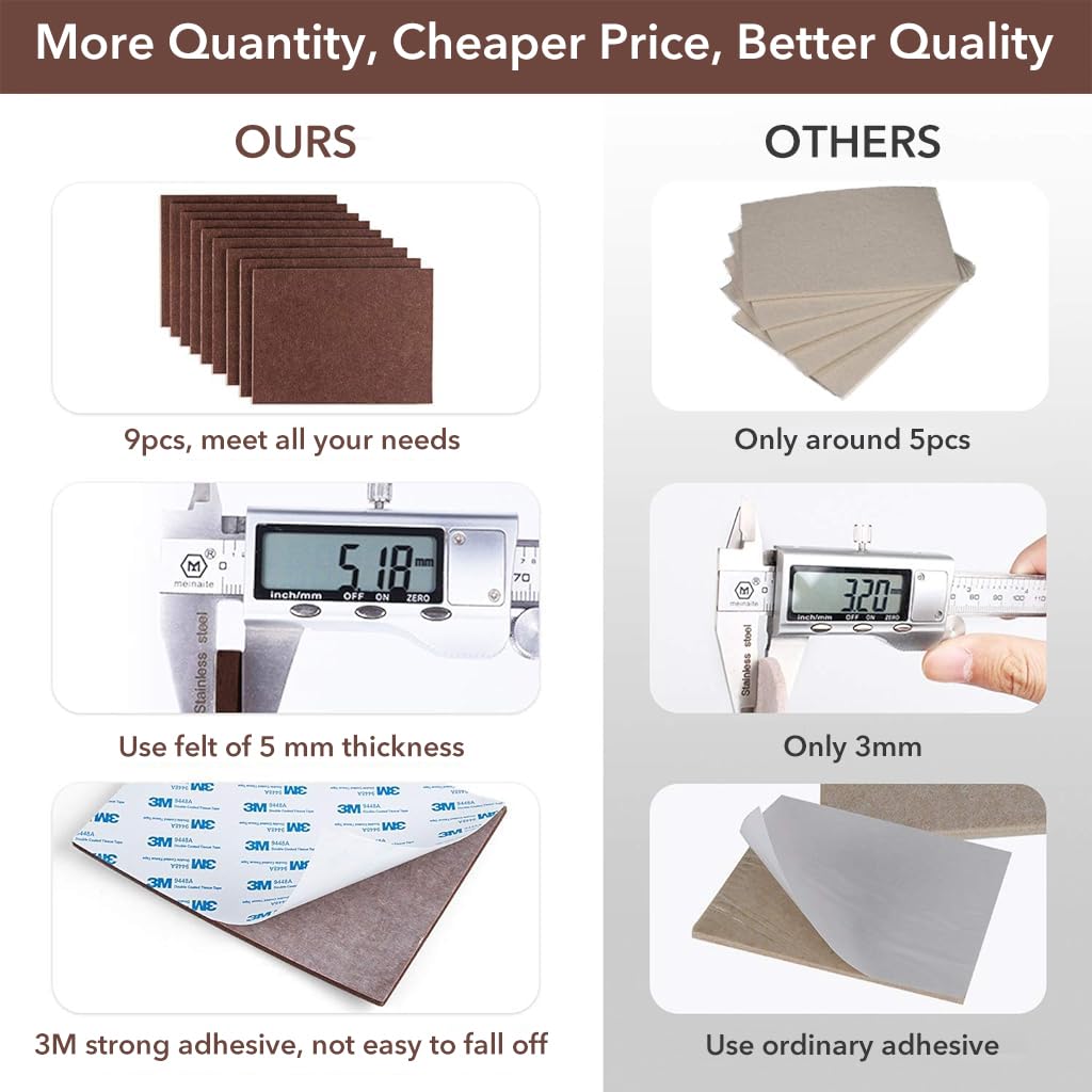 HASTHIP Furniture Felt Pads 4 Pack for Hardwood Floors with 3M Self Adhesive | Non Slip Cuttable Floor Protector