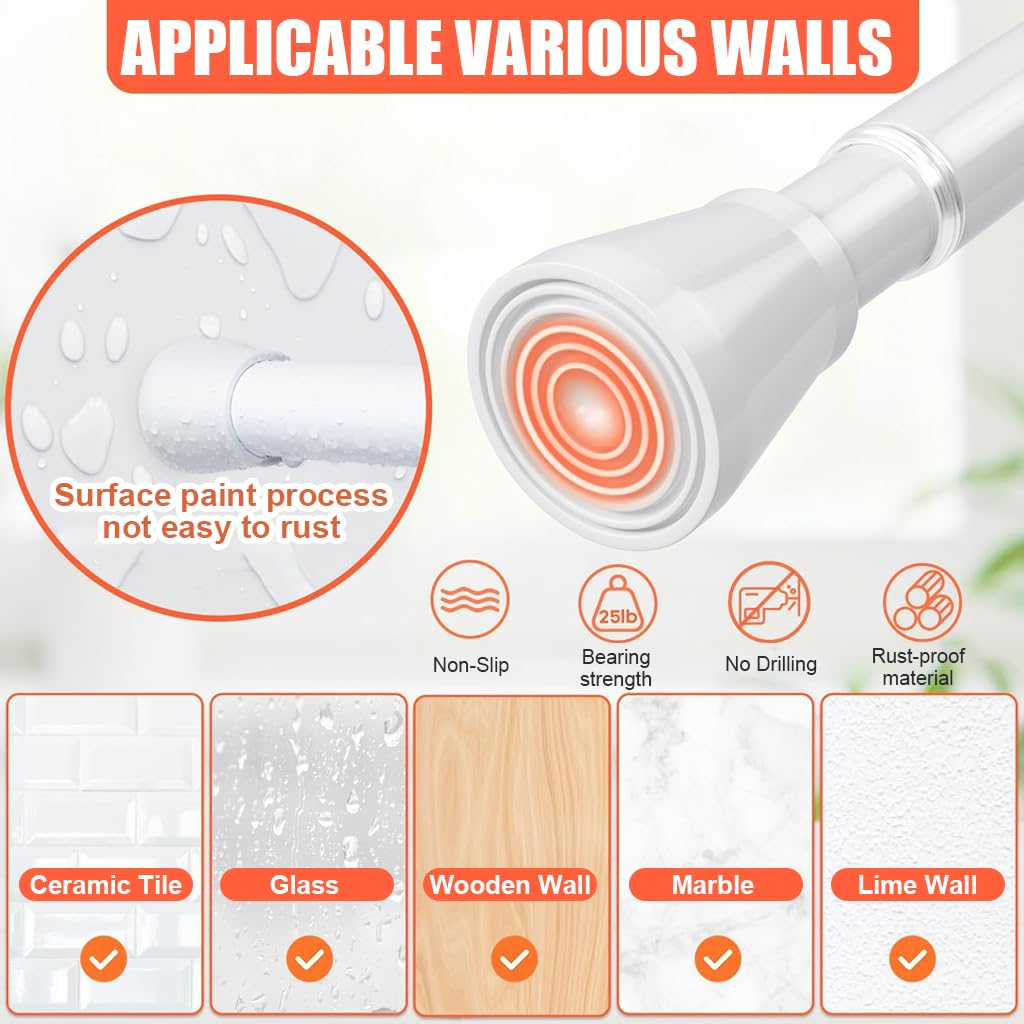 HASTHIP Retractable Curtain Rod for Windows featuring Anti Slip Support and 28.7–43 in Metal Design