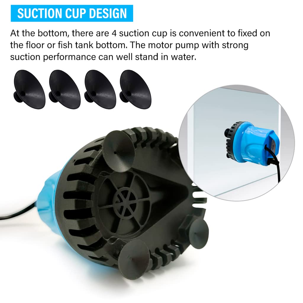 HASTHIP Submersible Water Pump for Aquarium and Fountain featuring 60W 3200L/H Flow | With 4 Suction Cups
