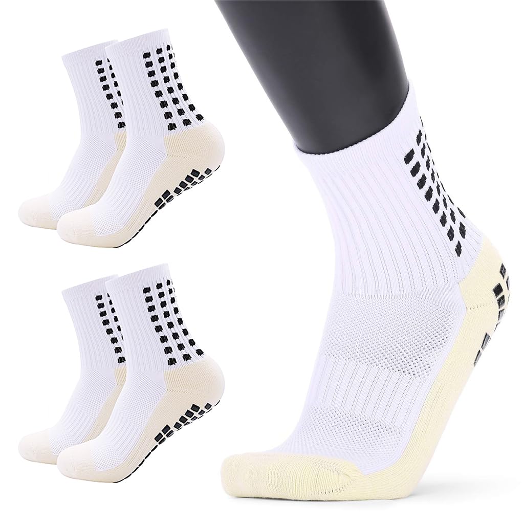 HASTHIP® 2 pairs of Men Women Athletic Socks, for Badminton Soccer Running Gym & Indoor Training, Hi-Tech Performance Rubber Anti-Slip and Thicken Cushion Sport Socks Ankle Length Socks