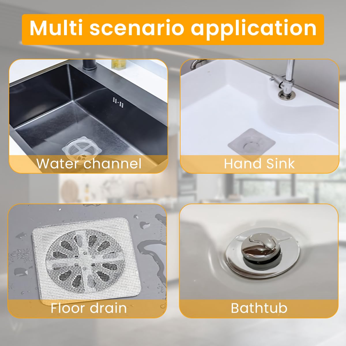 HASTHIP Disposable Shower Drain Hair Catcher for Bathroom with 4mm Holes | 20 Pack 4x4 in & 13ft Mesh