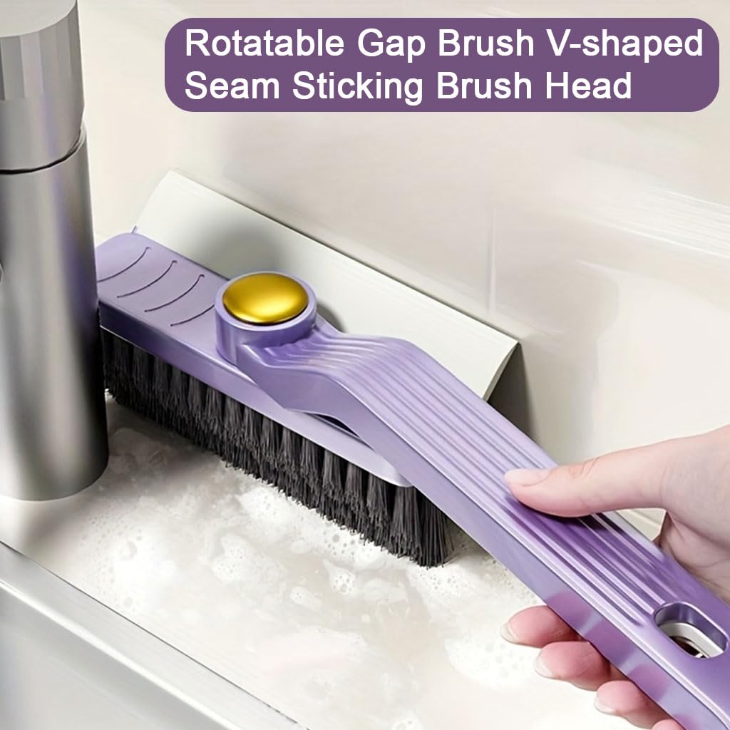 HASTHIP Tile Floor Cleaning Brush for Kitchen and Bathroom with 9.4 in Handheld Design | Rotatable 2 in 1 Scrub Brush and Built in Hair Tweezer