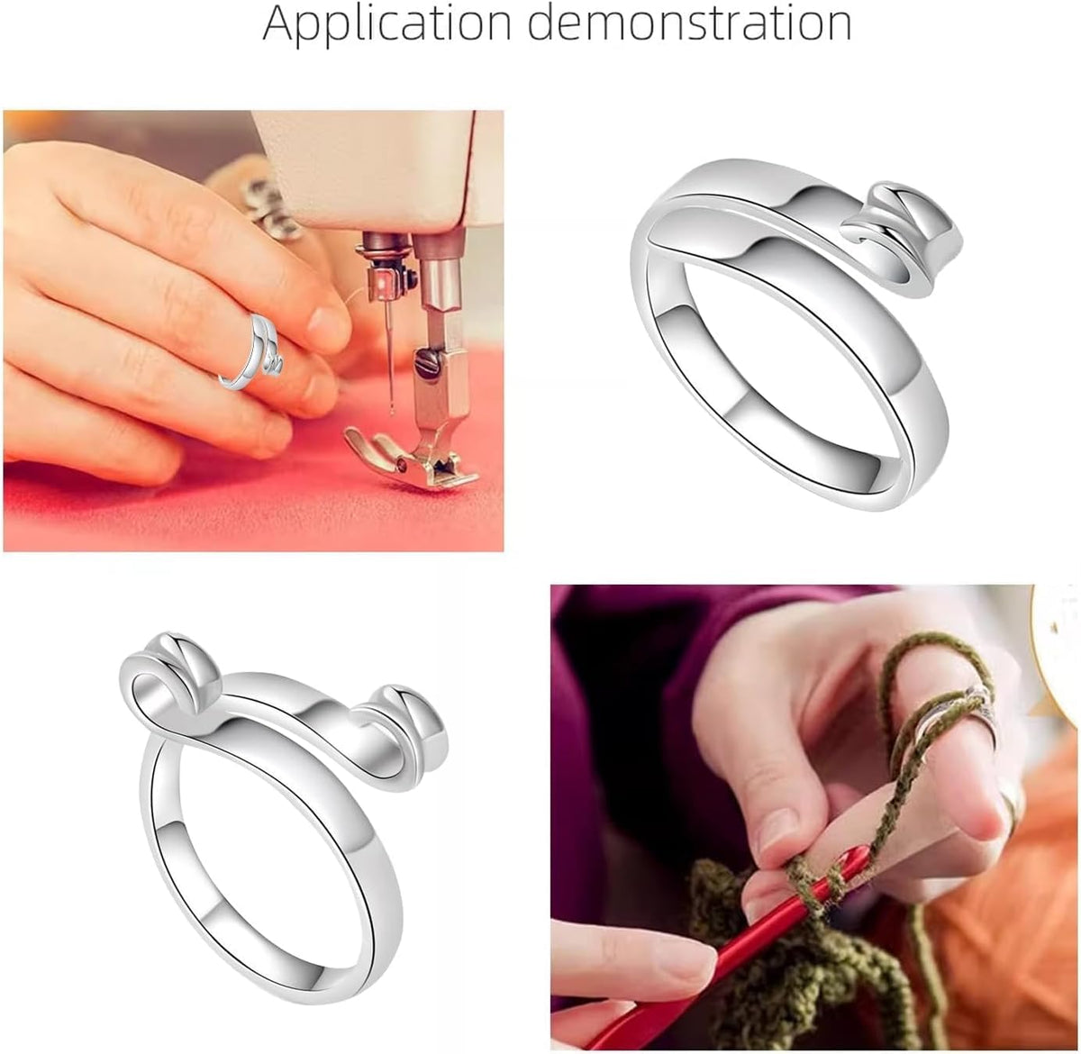 HASTHIP Adjustable Crochet Ring for Finger with Hook Design and Alloy Build | 2PCS Set