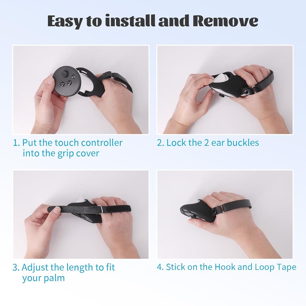 HASTHIP® Touch Controller Grips Cover for Meta Quest Anti-slip Silicone Touch Controller Grips Cover with Adjustable Wrist Strap Universal Touch Controller Grips Cover for Quest 3/Quest 3S