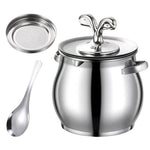 HASTHIP® 1.5L Stainless Steel Kitchen Oil Jar with Fine Mesh Strainer and Lid Kitchen Oil Pot with Dual Handles, Utility Grease Container for Filtering, Storing and Reusing Cooking Oil