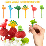 HASTHIP 6Pcs Food Fruit Forks for Kids, Dinosaur Cute Cartoon Fruit Food Toothpicks for Dessert Party Decor, Cute Mini Food Fruit Picks Forks for Toddler, Reusable, Food Grade Plastic (Random Color)