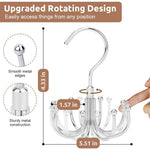 HASTHIP Rotatable Tie Organizer for Closet Storage with 8 Hooks | Space Saving 3PCS Set