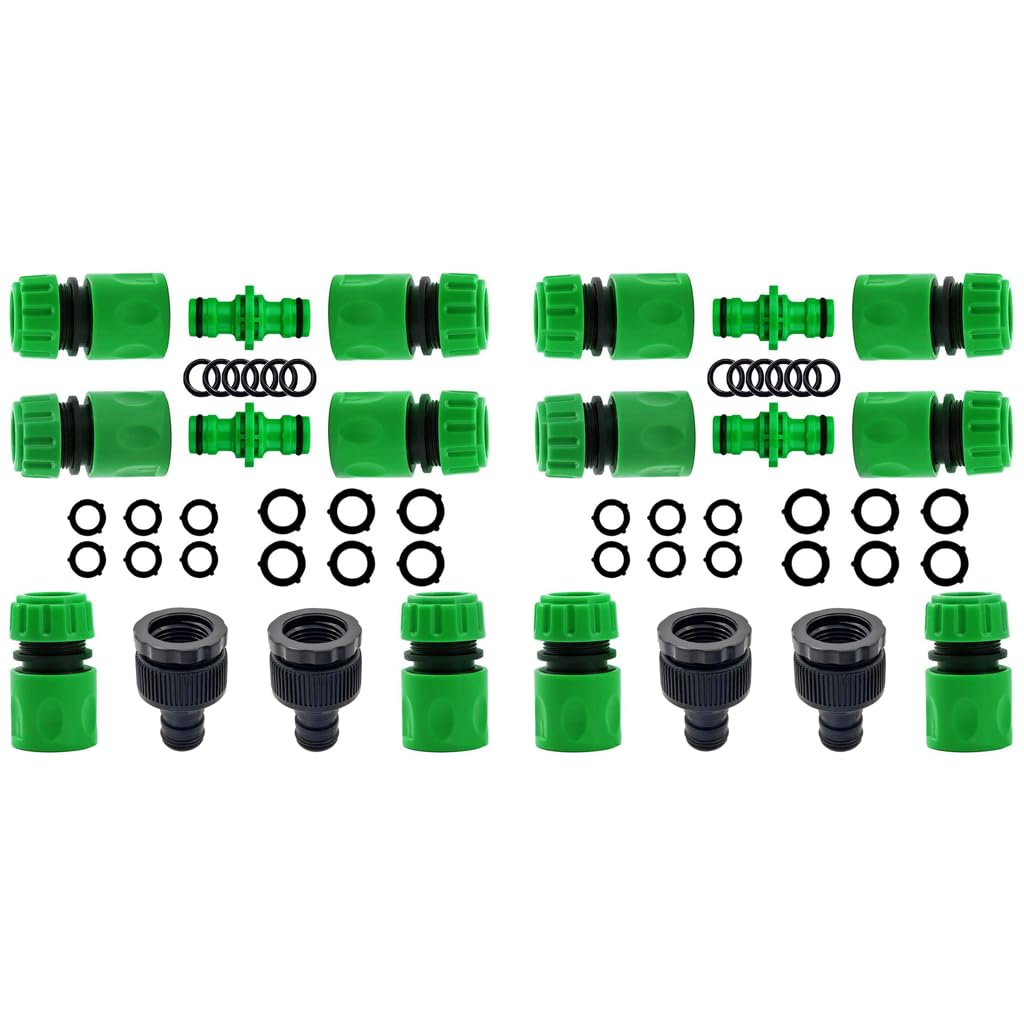 HASTHIP Hose Pipe Connector for Garden Tap with 20 pcs Set and Double Male Snap | ABS Material