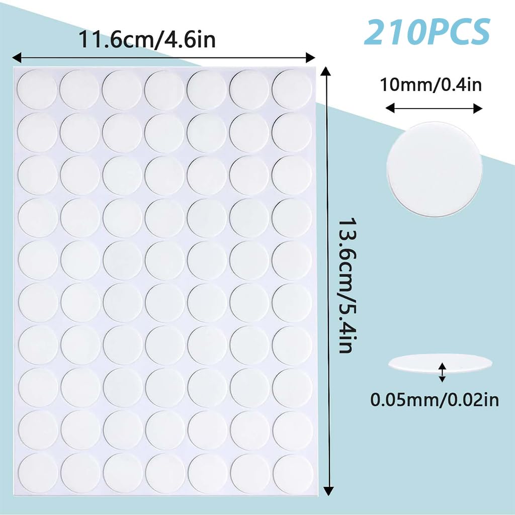 HASTHIP® 210 Pieces Round Transparent Double-Sided Tape Double Sided Adhesive Dots Removable Adhesive Sticker Traceless Multipurpose Tape for Party Decorations