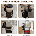 HASTHIP Desk Cup Holder for Home and Office with Swivel Design and Screw-Fix Clamp | Black Silicone Spill-Proof Drink Holder