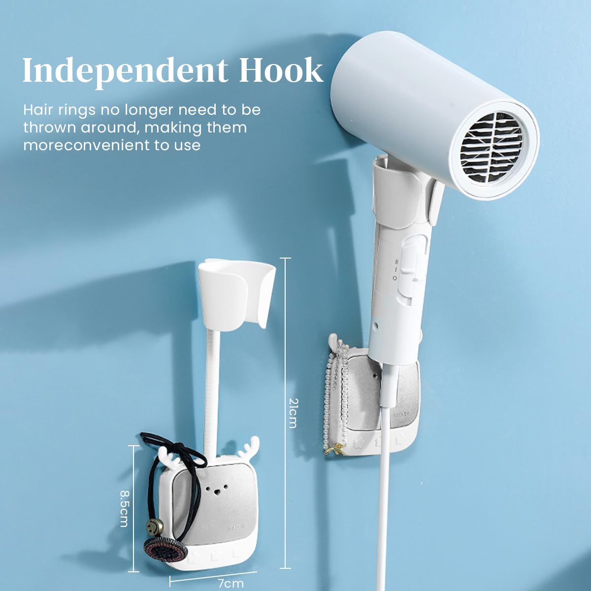 HASTHIP Hair Dryer Stand for Bathroom with 180 Degree Rotating Arm and Self Adhesive Mount