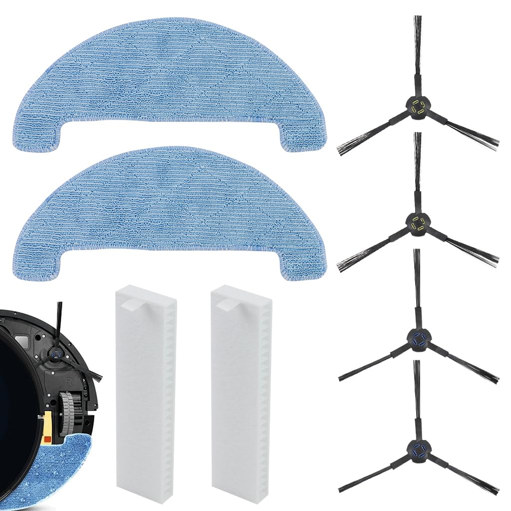 HASTHIP® 8Pcs Replenishment Kit, Replacement Parts Vacuum Cleaner Replacement Accessories for ILIFE A80 Pro Robot Vacuum Cleaner, Replenishment Parts Includes 4 Side Brushes, 2 Mop Cloth, 2 Filters