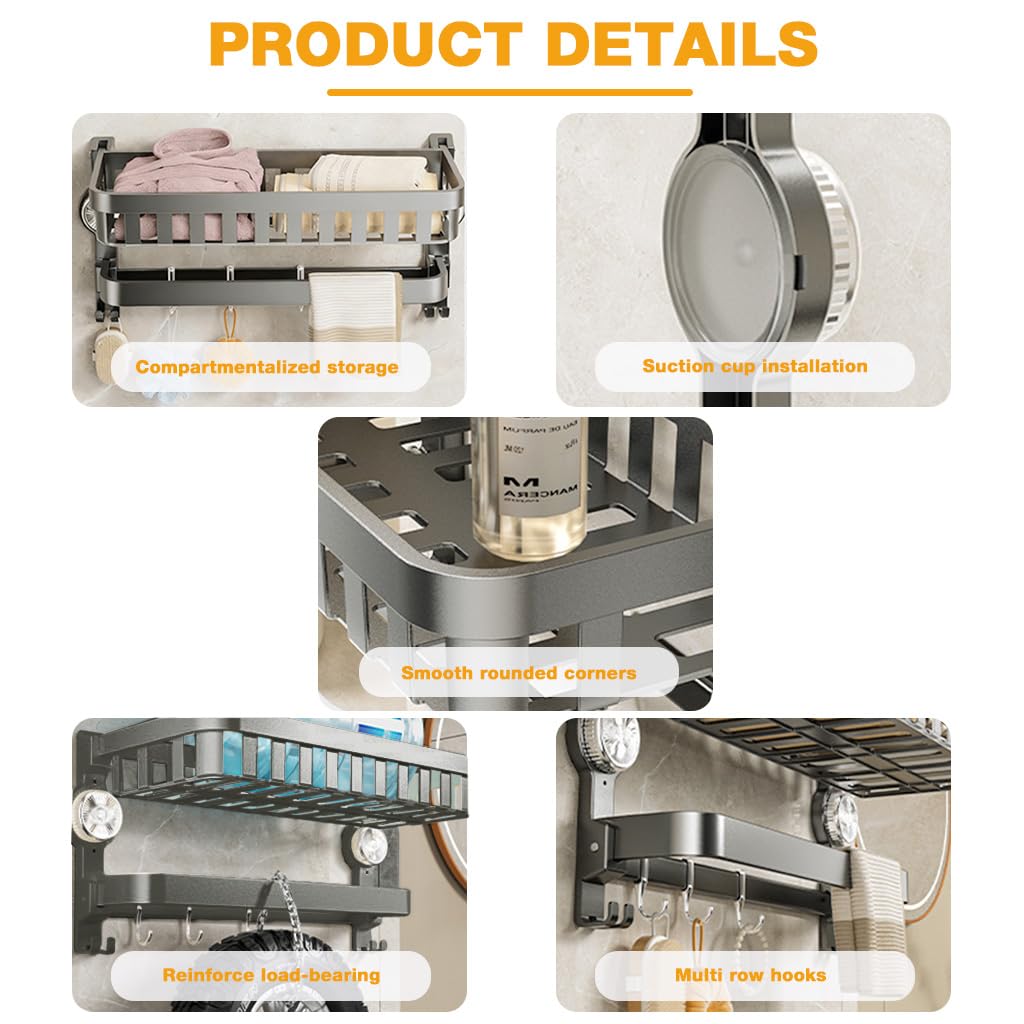 HASTHIP Suction Cup Bathroom Organizer