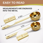HASTHIP® Juego de 2 Cucharas Medidoras de Café Acero Inoxidable,15ml/30ml,Cucharas con Mango Largo 6.1'' para Granos Café,Té,Azúcar Cocina y Horneado Resistentes y Fáciles