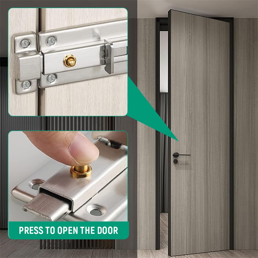HASTHIP Door Latch for Room and Fence Doors featuring One Press Release and Screw Fixed Steel Design