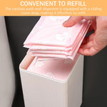 HASTHIP Sanitary Pads Dispenser for Bathrooms with Sliding Cover Refill and Waterproof PP Box | Holds 25-30 Pads 11.5×11.5×19.5cm