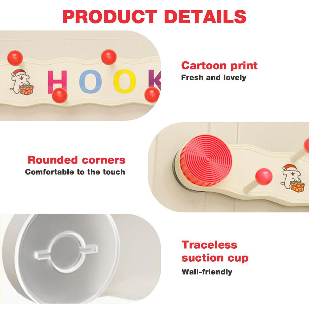 HASTHIP Cloth Hanger for Wall with 7 Hooks featuring Dual-Row Design and Suction Cup Hold | Multicolor Organizer