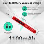 HASTHIP® 15W LCD Cordless Soldering Iron Kit 1100mAh Rechargeable, 180-450°C Adjustable Temperature, with 2 Replacement Tips, for Electronics Repair, DIY Crafts, Welding Tool Set-Red