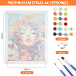 HASTHIP Paint by Numbers Kit for DIY Oil Painting with Brushes and Pigments 16x20 inch | Maple Leaves Woman Wall Art for Adults and Kids