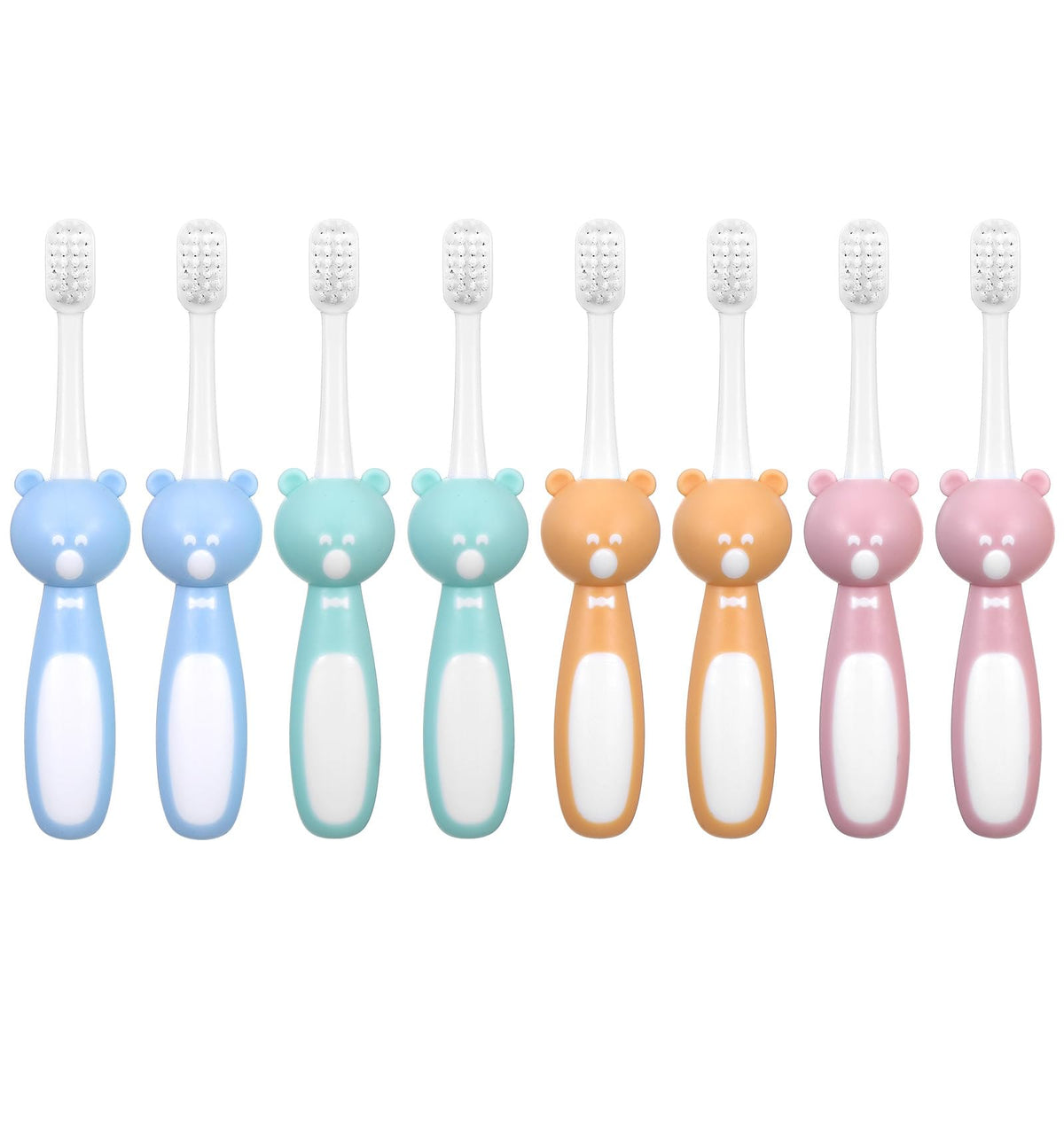 HASTHIP® Juego de 8 Cepillos de Dientes con Diseño Oso y Fundas Viaje,Cepillos Suaves Portátiles para Niños y Adultos,Higiene Bucal Familiar Cepillo Compacto para Baño Viaje