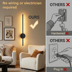 HASTHIP® 3-Color LED Wall Sconce 23.6in Luxury Golden Finish Modern Wall Stick Light Set, Dimmable Wall Lamp with Remote & Touch Control, USB Rechargeable Wall Lamp
