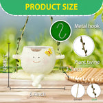 HASTHIP Swing Hanging Flower Pot for Indoor and Outdoor Plants with Eco Hemp Rope | 13.5x9x9 cm Resin Planter for Succulents and Herbs