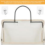 HASTHIP Wall Hanging Storage Bag for Bathroom and Bedroom with Metal Frame | 2 Pack White Cotton Organizer