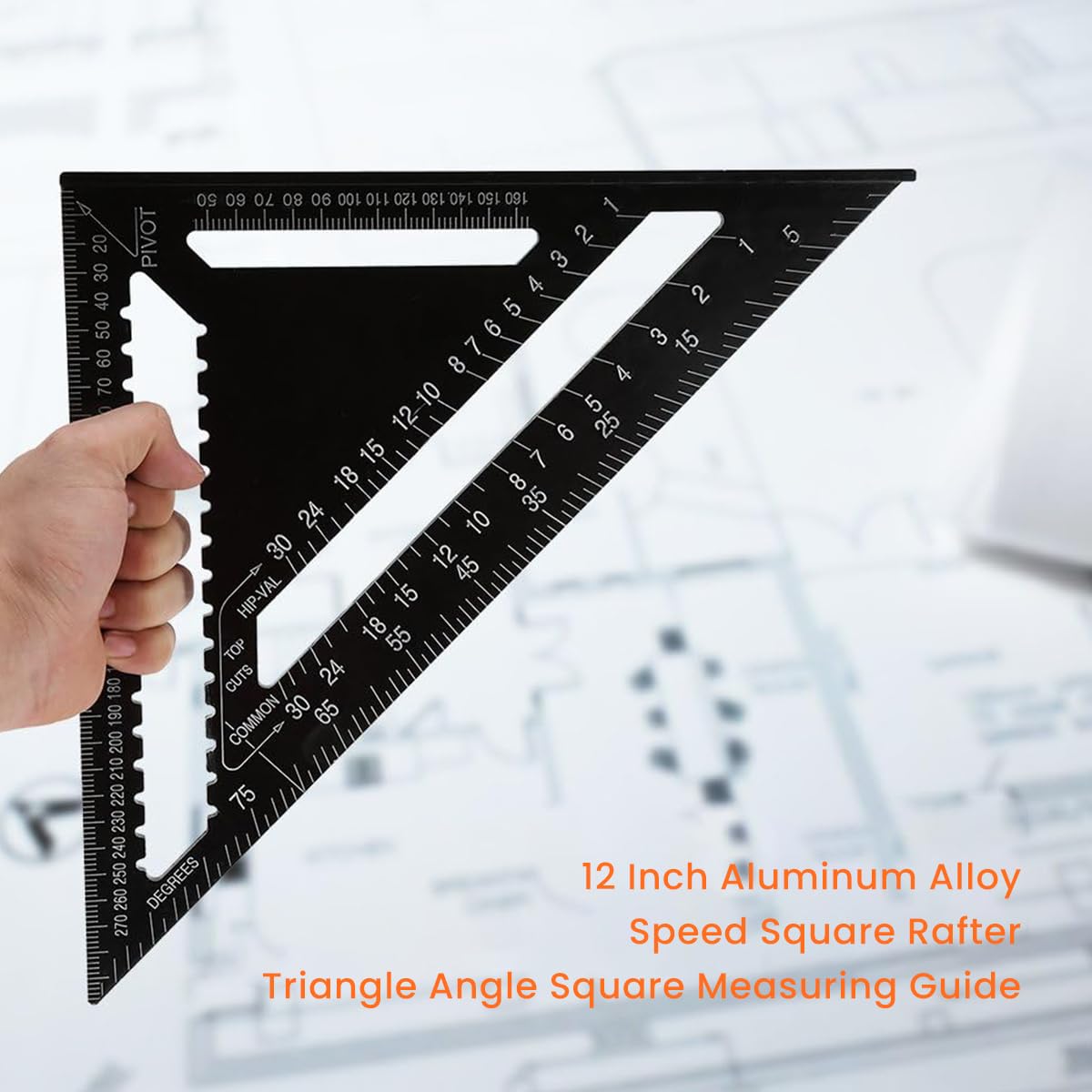 HASTHIP Triangle Ruler for Woodworking with Double Scale Laser Marks and Aluminum Alloy Construction | 12 Inch Metric Measuring Tool