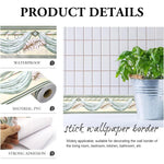 HASTHIP® Wall Border Sticker - 3.9''×29.5 Ft Self-Adhesive Floral Trim PVC Frame Sticker, Kitchen Bathroom Waterproof Wallpaper Border Self Adhesive Tiles Sticker for Room Decor, Cupboard (Green)