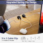 HASTHIP® Multi Cable Holder Wall Cable Clip Holder Self Adhesive Multi Cable Clip Holder Holding Up to 3 Cables, Under Desk Cable Organizer Holder Power Cable Grip Cable Management Clip Holder