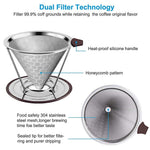 HASTHIP Filter Coffee Maker 800 Mesh for Rich Flavor with Dual Filter 304 Stainless Steel | Easy Clean Paperless Dripper
