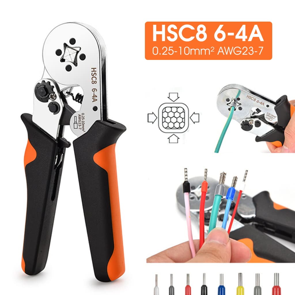 Ferrule Crimping Tool Kit with 1200PCS Wire End Ferrules & Crimper Plier, Wire Crimping Tool Kit Self-adjustable Ratchet Tool Set for AWG 23-7 Electrical Wire Connectors, 0.25-10mm²