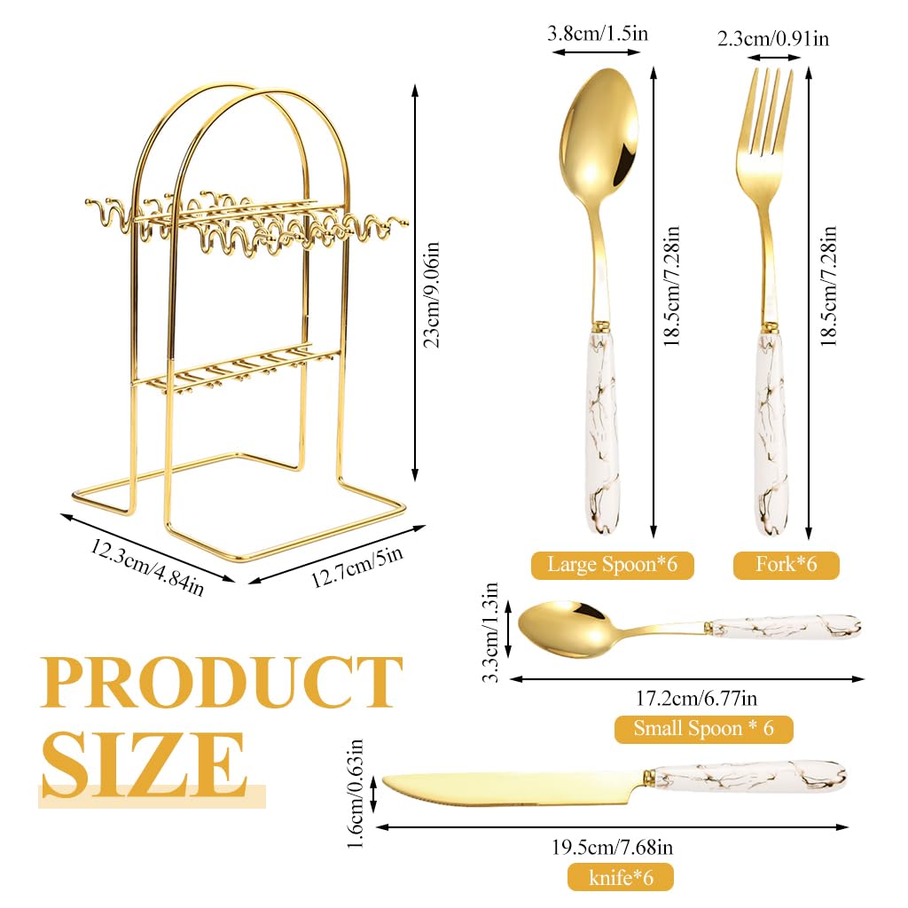 HASTHIP® 24Pcs cutlery set Spoons Set Spoons Silverware, Stainless Steel Spoon, Silver Spoons, Silverware Spoons for Home, Kitchen, Restaurant,
