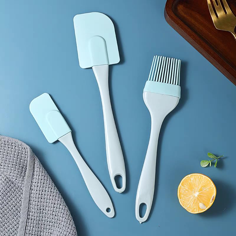 HASTHIP® Silicone Spatula Set - Versatile Tools for Mixing, Folding, Scraping, Cooking, Frosting and Serving, 3-Piece-Blue
