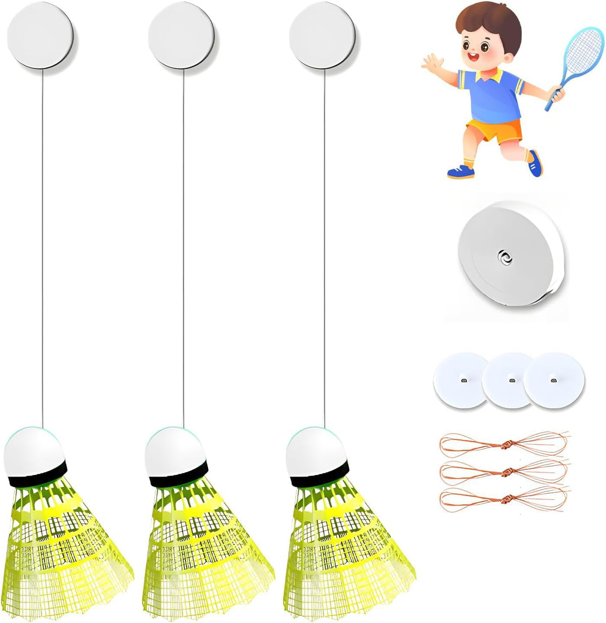 HASTHIP® Entrenador Automático de Bádminton con Rebote,Juego de Entrenamiento Portátil para Niños y Principiantes,Dispositivo Práctica Interior y Exterior para Reflejos Coordinación