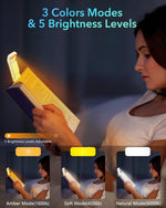 HASTHIP® Book Reading Light with Timer, Clip-On Led Bookmark Lamp with 3 Colors & 5 Brightness Dimmable, Mini Night Reading Lamp for Nighttime R
