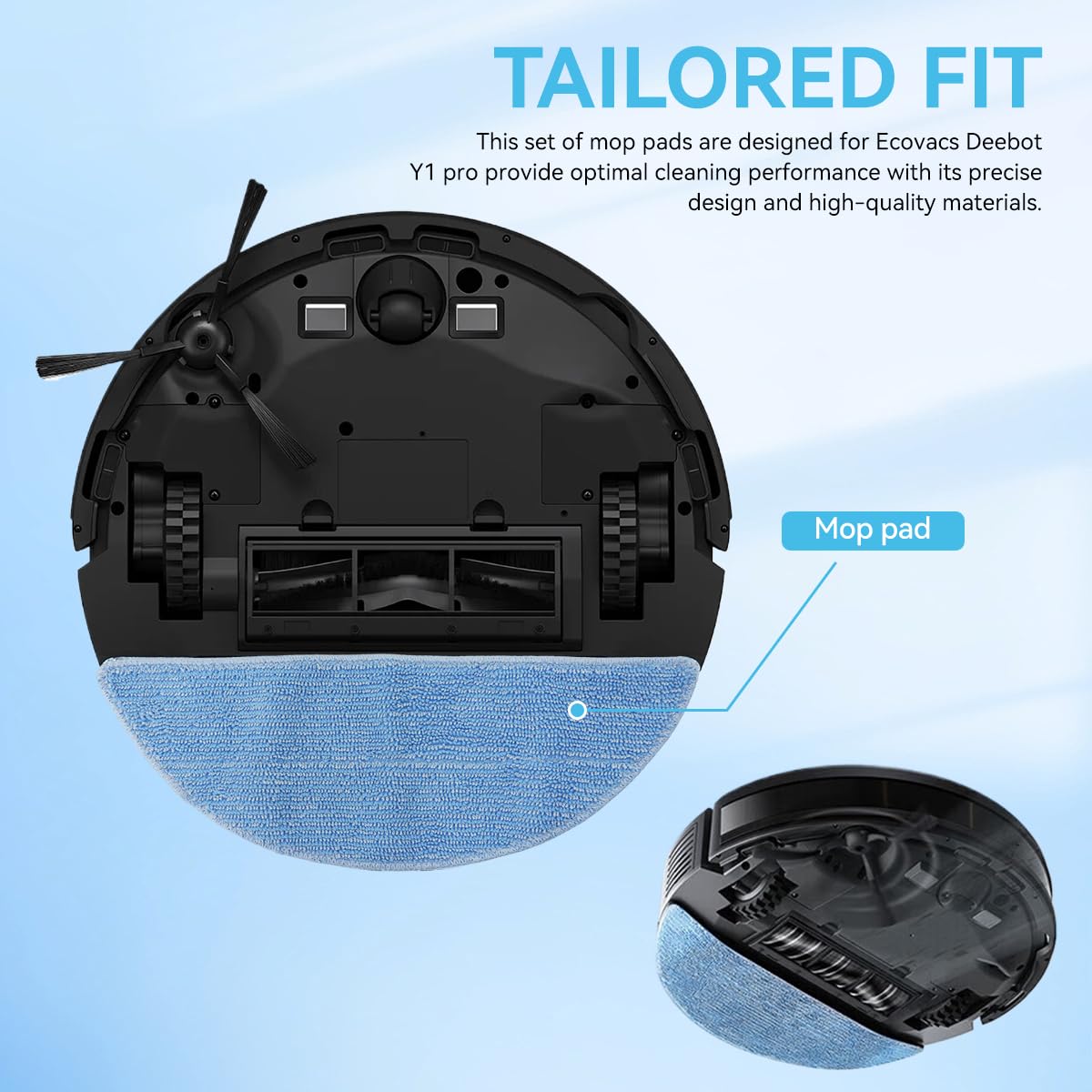 HASTHIP Replenishment Kit for Ecovacs Deebot Y1 Y1 Pro including 12 pcs microfiber parts | reusable mop cloths and high efficiency filters