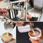 20oz Milk Frothing Pitcher with Scale Stainless Steel Espresso Milk Frothing Pitchers for Cappuccino Barista Steam Pitchers Milk Jug Cup with Decorating Pen Latte Art