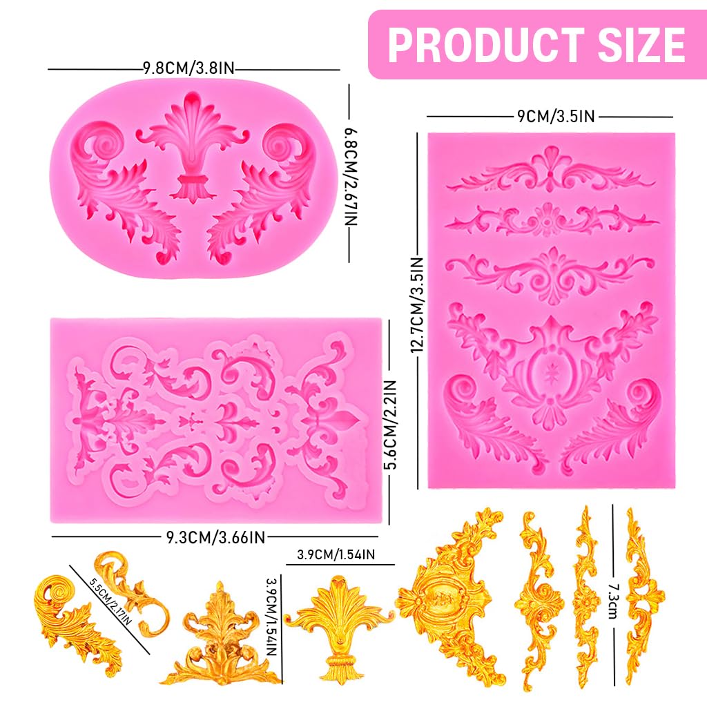 HASTHIP Fondant Silicone Molds Set of 6PCS for Cake Design with Food Grade Material