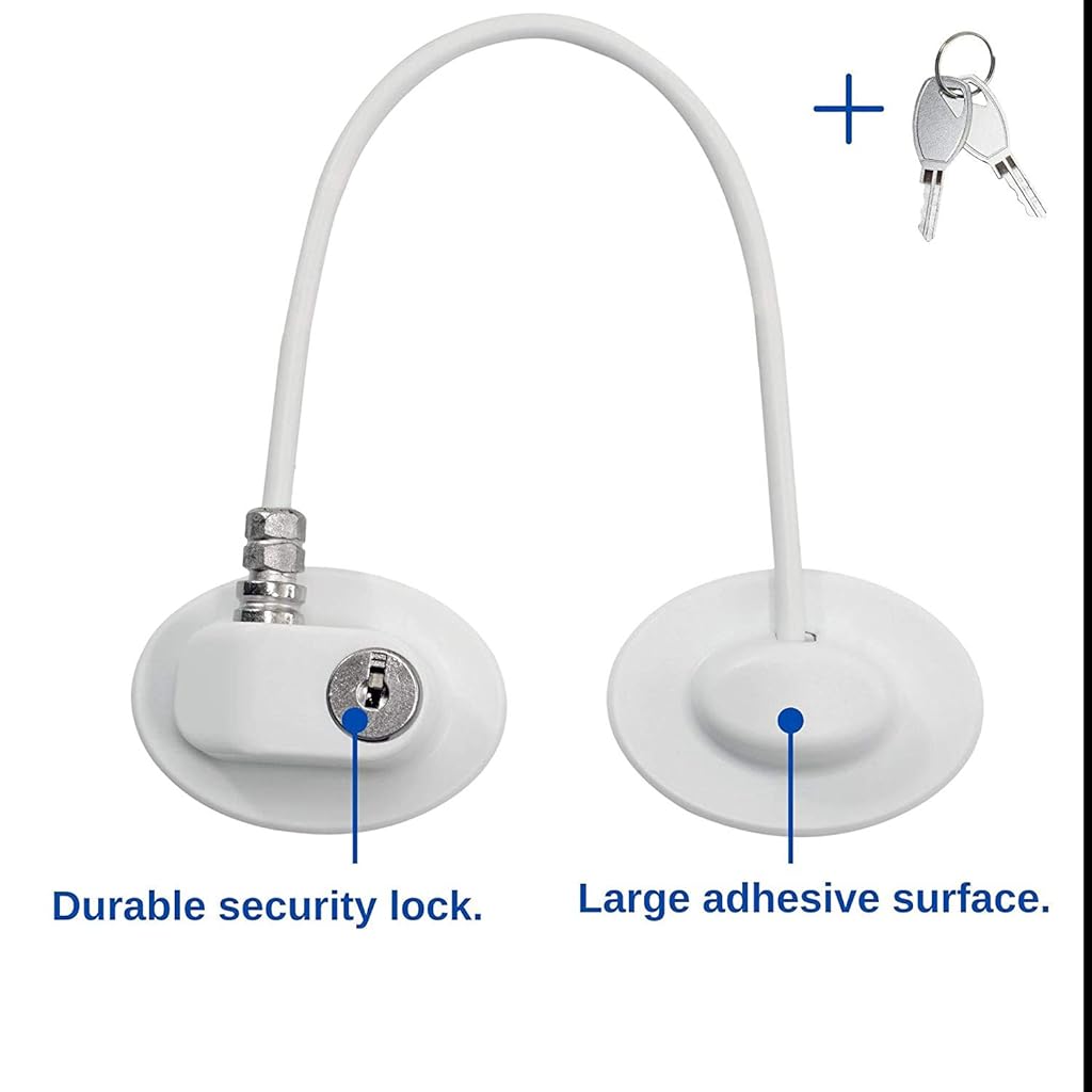 HASTHIP® SafetyGuard Child Safety Lock for Cabinets, Cupboards, Fridge & Freezer, 2 Keys Included, Adhesive Residue-Free, White Childproof Lock for Home Security