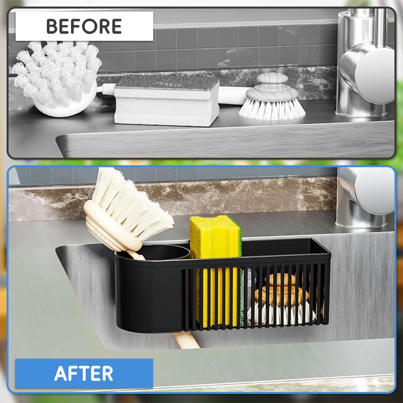 HASTHIP Kitchen Drain Basket for Sink Organization with Ventilated Compartments 7.9x2.9x2.8 in