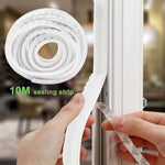 HASTHIP Door Sealing Strip for Soundproof and Dustproof Protection with Strong Adhesive 10 m White 3 PCS