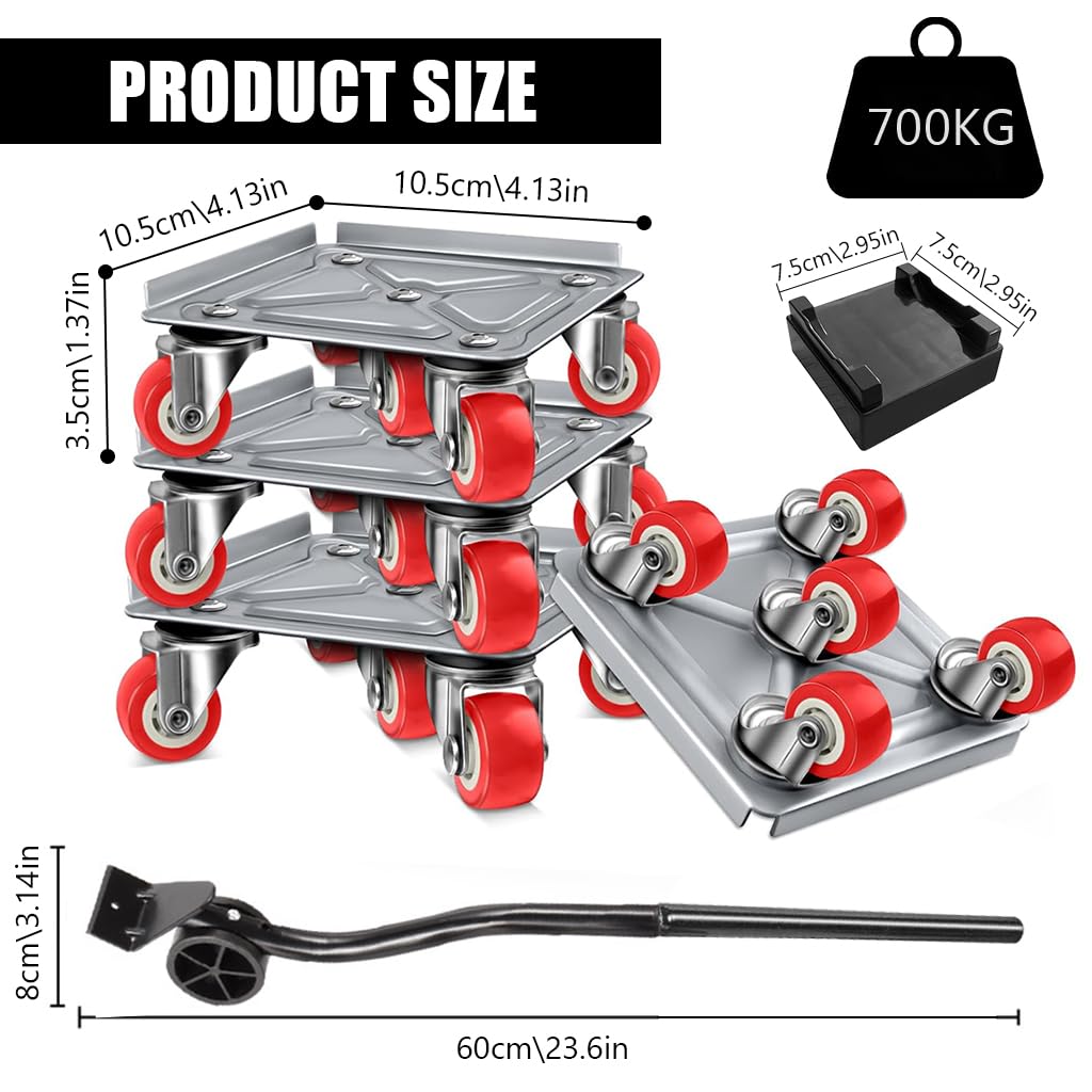 HASTHIP Furniture Lifter for Moving Heavy Furniture with 700kg Capacity and 5 Wheel Design | Carbon Steel Dolly Set