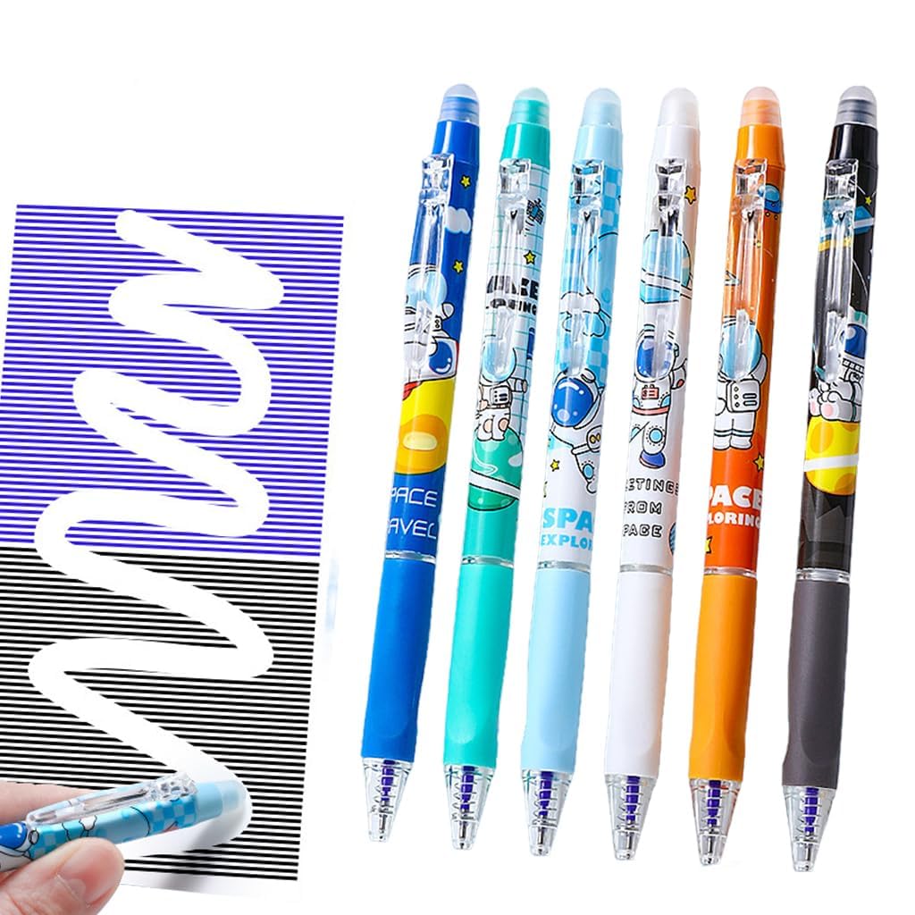 HASTHIP Erasable Pens for Writing and Drawing with 0.5mm Fine Tip & Thermo Sensitive Ink | Featuring Rubber Grip and Cartoon Design
