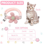 HASTHIP® Cat Belt, Cat Collar with Bell, Pink Flower Cat Collar Soft & Comfortable, Cute Pet Collar Silver Cat Bell Collar