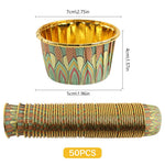 HASTHIP Cupcake Liners 50Pcs 3Oz for Weddings and Parties with Mandala Print and Golden Interior