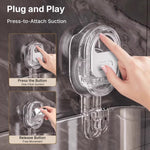 HASTHIP® No-Drill Bathroom Suction Storage Box, Large Capacity Strong Load-Bearing Suction Cup Storage Rack with Drain Holes, Removable Shower Caddy Hanging Wall Mount Kitchen Organizer-Transparent