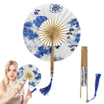 HASTHIP Round Handheld Fan for Wedding and Home Décor with Bamboo Frame and Fabric Art | Ideal Gift for Women
