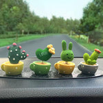 HASTHIP Car Dashboard Toys for Cute Interior Decor with Spring Swing Design | 4Pcs Resin Set